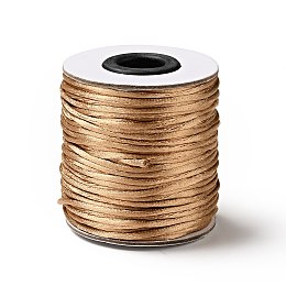 Honeyhandy Nylon Rattail Satin Cord, Beading String, for Chinese Knotting, Jewelry Making, Pale Goldenrod, 2mm, about 50yards/roll(150 feet/roll)