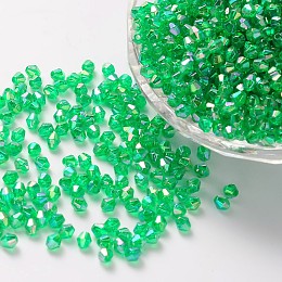 Honeyhandy Bicone AB Color Plated Eco-Friendly Transparent Acrylic Beads, Spring Green, 4x4mm, Hole: 1mm, about 1660pcs/50g