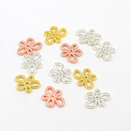 Honeyhandy Alloy Charms, Cadmium Free & Lead Free, Flower, Mixed Color, 12x11x1.5mm, Hole: 2x3mm