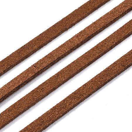 NBEADS 3mm 98 Yards/Roll Saddle Brown Color Micro Fiber Lace Flat Environmental Faux Suede Leather Cord Beading Thread Cords Braiding String Jewelry Making
