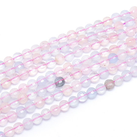 ARRICRAFT Natural Morganite Beads Strands, Faceted, Flat Round, 3.8~4.5x2.5~3mm, Hole: 0.7mm, about 104~109 pcs/Strand, 15.35 inches(39cm)