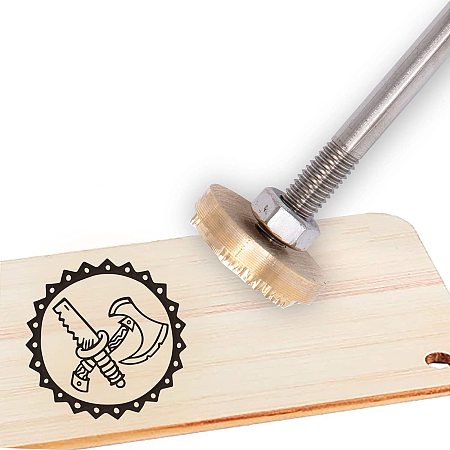 OLYCRAFT Wood Branding Iron BBQ Heat Stamp with Brass Head and Wood Handle for Wood, Leather and Most Plastics - Saw & Axe