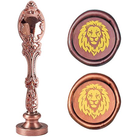 CRASPIRE Wax Seal Stamp Sealing Wax Stamps Lion Head Retro Alloy Stamp Wax Seal 25mm Removable Brass Seal Rose Alloy Handle for Envelopes Invitations Wedding Embellishment Decoration Gift Packing