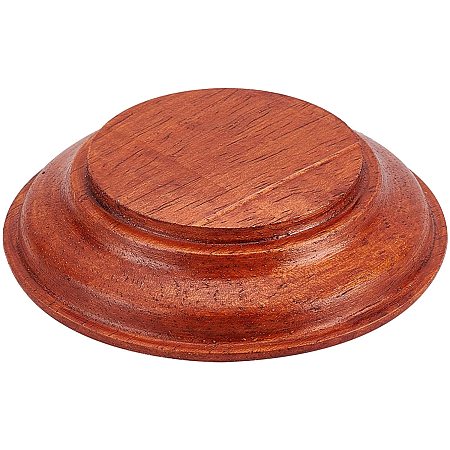 FINGERINSPIRE Nature Wood Display Base Round Orange Red Wooden Base 3.8x0.8 inch Wood Display Stand Wooden Pedestal for Figure Toy Model DIY Crafts Display or Home Decoration