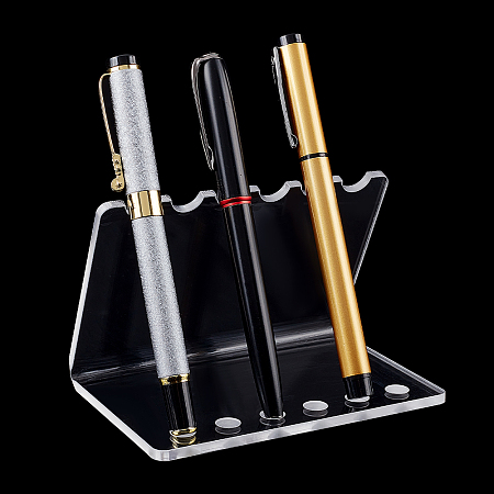 PandaHall Elite Pen Stands Displays, 6 Holes Clear Pencil Stands Acrylic Pen Stands Ballpoint Pen Display Rack for Home School Office Use Eyebrow Pencil Eyeliner Display 4.7x3.1x3.1”