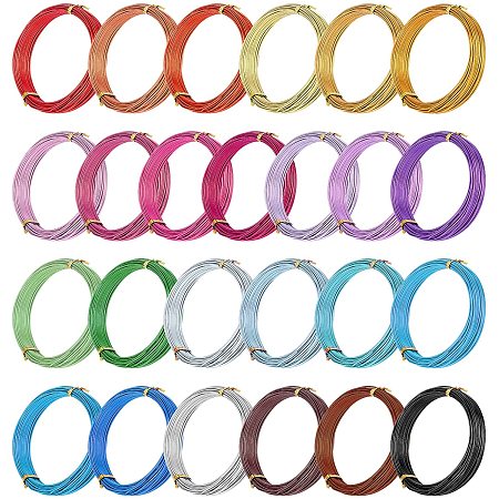 PandaHall Elite 25 Rolls Colored Aluminum Craft Wire 1.2mm Flexible Metal Artistic Floral Jewelry Beading Wire 25 Colors for DIY Jewelry Craft Making