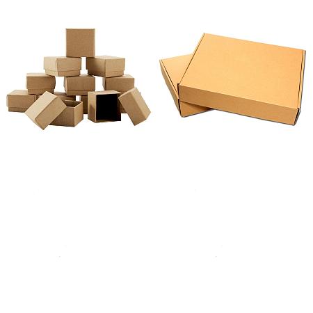 PandaHall Elite Kraft Paper Boxes Sets, Including 48Pcs Kraft Paper Boxes and 1Pc Kraft Paper Folding Box, BurlyWood, 0.4~30x0.4~30x0.28~5cm