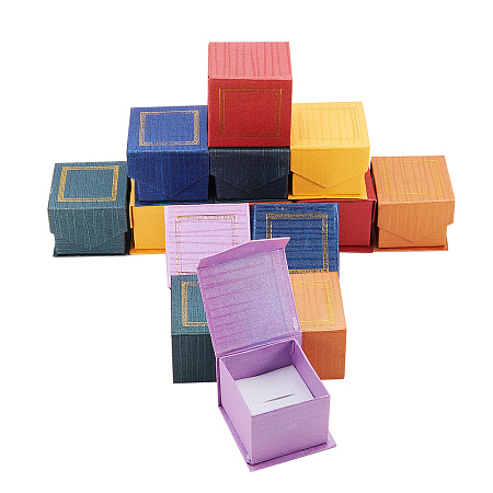 NBEADS jewelry box made of cardboard, magnetic closure, for rings, square, different colors, 5.5 x 5.5 x 4.5 cm, 24 pieces
