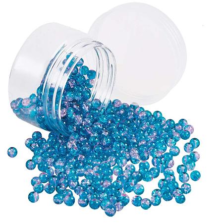 PandaHall Elite 400pcs 6mm Crackle Glass Beads Round Assorted Beads for Bracelet Necklace Earrings Jewelry Making, Darkcyan