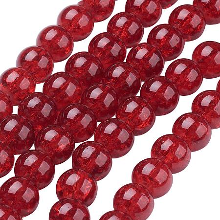 NBEADS 20 Strands(About 100pcs/strand) 8mm Dark Red Spray Painted Crackle Glass Beads Round Split Tiny Loose Beads for Bracelet Jewelry Making