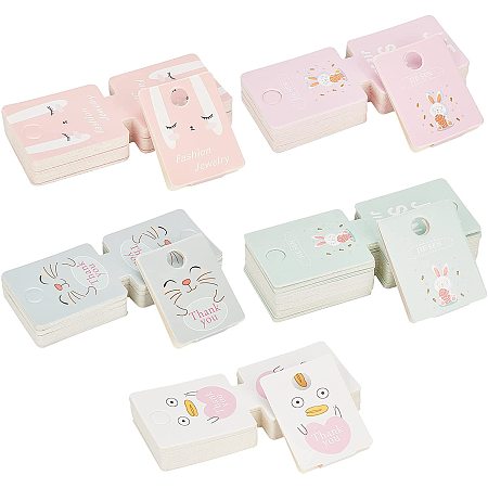 NBEADS 200 Pcs Necklace Display Cards, 5 Styles Paper Hair Ties Folding Display Cards Necklace Card Holder Jewelry Display Hanging Folding Cards for Necklaces Bracelets Jewelry Hang Tags