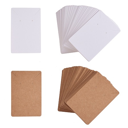 Honeyhandy 200Pcs 2 Colors Rectangle Cardboard Jewlery Display Cards, Used For Necklace and Earring, Mixed Color, 9x6cm, 100pcs/color
