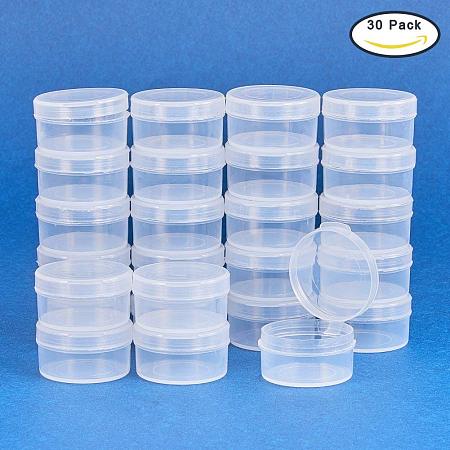 BENECREAT 30 Pack Round Clear Plastic Bead Storage Containers Box Case with Flip-Up Lids for Items, Pills, Herbs, Tiny  Findings, and Other Small Items - 1.26x0.7 Inches