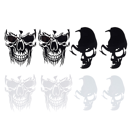 SUPERFINDINGS 8 Sheets 2 Styles Skeleton Skull Stickers 2 Colors Plastic Skull Vinyl Decal Sticker Skeleton Car Self-Adhesive Stickers for DIY Crafts Laptops Bag Car Decoration
