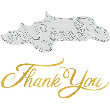 GLOBLELAND Thank You Hot Foil Plate for DIY Foil Paper Embossing Scrapbooking Decor Greeting Cards Making Wedding Invitation,Matte Platinum,6x2.3Inches