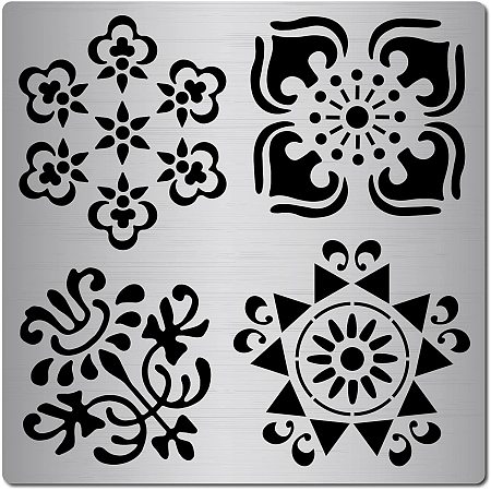 GORGECRAFT 6.3 Inch Metal Mandala Stencil Template Stainless Steel Flowers Painting Reusable Template Journal Tool for Painting, Wood Burning, Pyrography and Engraving