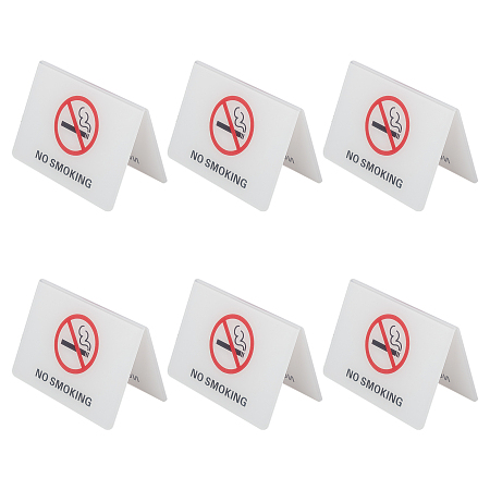 AHANDMAKER Acrylic Hotel Resturant Table Warning Signs, NO SMOKING, White, 70x103.5x59.5mm
