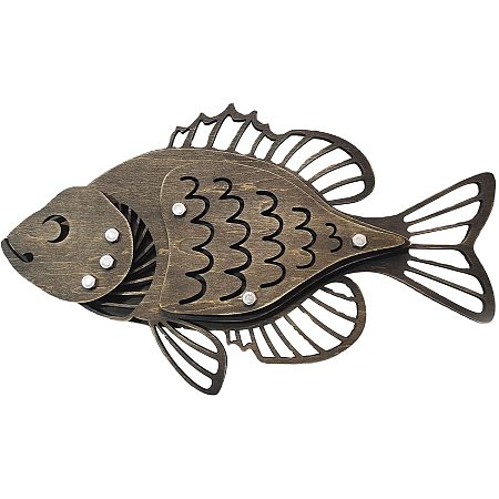 CREATCABIN Wood Fish Decor Ornament Hanging Fish Wall Decor Wooden Wall Art Hand Carved Wall Art for Home Indoor Decoration 11.81 x 7.09inch