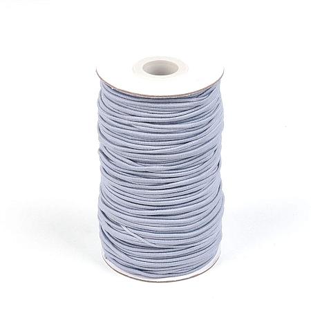 NBEADS A Roll of 70m Round Elastic Cord, with Fiber Outside and Rubber Inside, LightGrey, 2mm