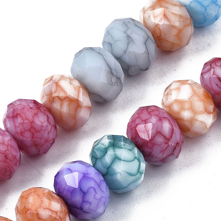ARRICRAFT Opaque Baking Painted Glass Beads Strands, Imitation Stones, Faceted, Rondelle, Colorful, 11~12x8.5mm, Hole: 1mm, about 45pcs/strand, 15.55 inch~15.75 inch(39.5~40cm)