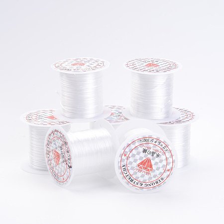 ARRICRAFT 25 Rolls 0.8mm White Elastic Fibre Wire for Jewelry Making, 10m/roll