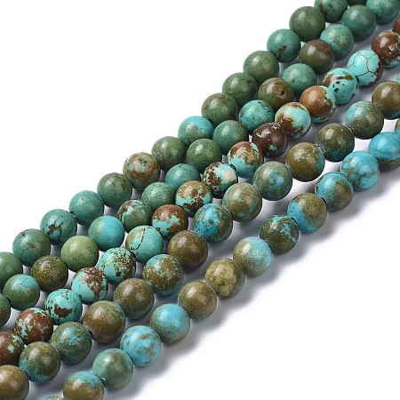Honeyhandy Natural Howlite Beads Strands, Dyed & Heated, Round, 6mm, Hole: 1mm, about 69pcs/strand, 15.55 inch(39.5cm)