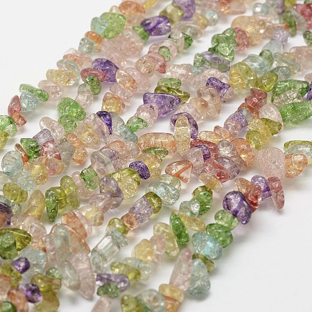 Arricraft Crackle Glass Bead Strands, Chip, Colorful, 3~5x7~13x2~4mm, Hole: 0.4mm, 34.9 inches