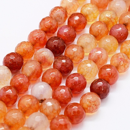 Arricraft Faceted Natural Agate Beads Strands, Dyed & Heated, Round, Orange Red, 10mm, Hole: 1mm, about 38pcs/strand, 14.6 inch(37cm)