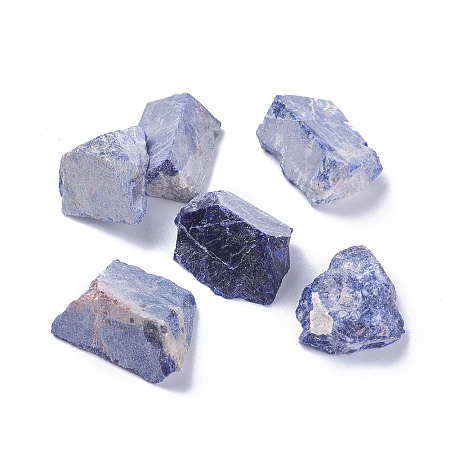 Honeyhandy Natural Sodalite Beads, Nuggets, No Hole/Undrilled, 24.5~47x16~41x10~26.5mm, about 100g/bag