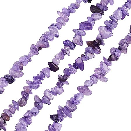 OLYCRAFT 63 inch 2 Strands Natural Amethyst Crystal Chip Strands Dyed Amethyst Chip Stone Loose Gemstones Beads Drilled Strand Amethyst Beads Gravel Gemstone Chips Beads 31.5 inch/Strand