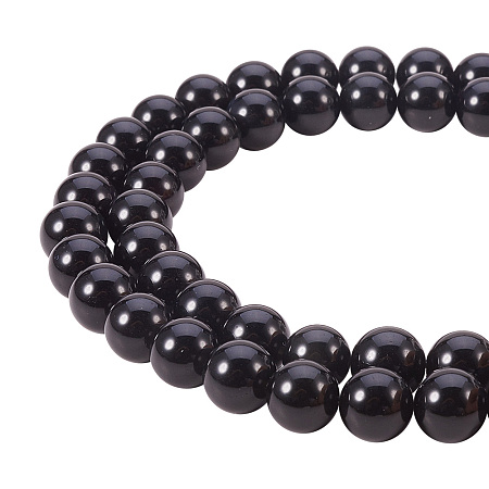 PandaHall Elite 8mm Dyed Natural Black Agate Bead Strands Grade A Round Loose Beads Approxi 15.5 inch 52pcs 1 Strand for Jewelry Making