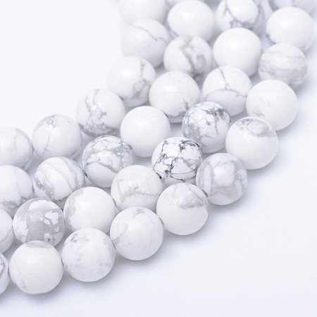 Honeyhandy Round Natural Howlite Bead Strands, 10~11mm, Hole: 1mm, about 39pcs/strand, 15.7 inch