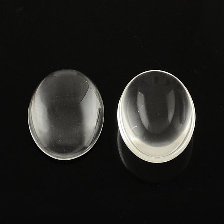 NBEADS 200 Pcs Transparent Oval Glass Cabochons, Clear, 25x18x5mm