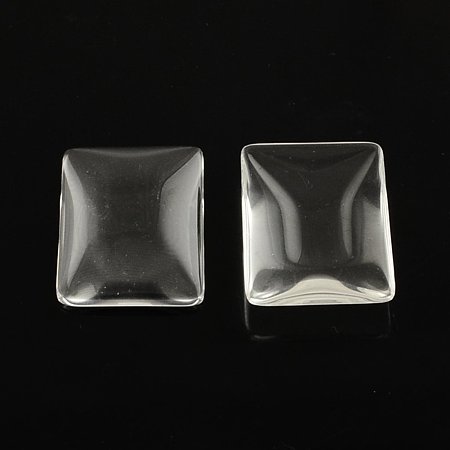 NBEADS 100 Pcs Transparent Rectangle Glass Cabochons, Clear, 25x18x5mm