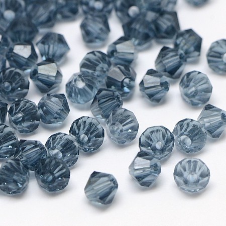 Honeyhandy Imitation 5301 Bicone Beads, Transparent Glass Faceted Beads, Marine Blue, 4.5x4mm, Hole: 1mm, about 720pcs/bag