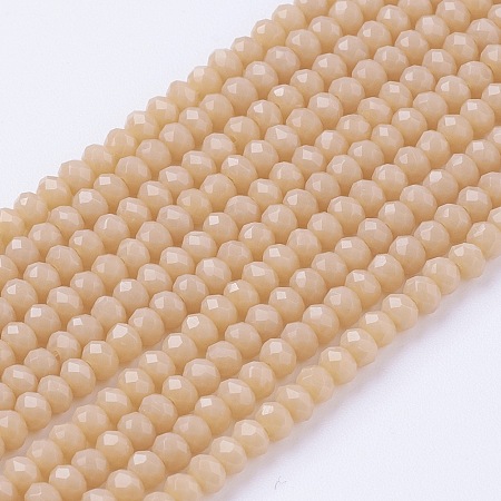 Honeyhandy Imitation Jade Glass Beads Strands, Faceted, Rondelle, Navajo White, 3x2~2.5mm, Hole: 0.5mm, about 186~190pcs/strand, 17 inch