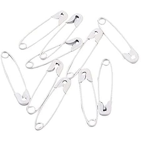 Arricraft 100PCS Premium Safety Pins, Colored Safety Pins Bulk Sewing Pins for DIY Craft Making and Clothing, Knitting Stitch Marker-White