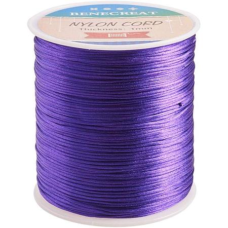 BENECREAT 1mm 200M (218 Yards) Nylon Satin Thread Rattail Trim Cord for Beading, Chinese Knot Macrame, Jewelry Making and Sewing - Mauve