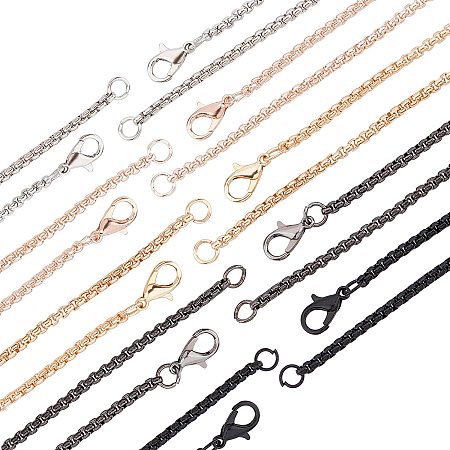 NBEADS 10 Pcs Iron Necklace Chains, 5 Colors Iron Chains with Lobster Claw Clasps Beads Chains for Jewelry Making, 61cm Long