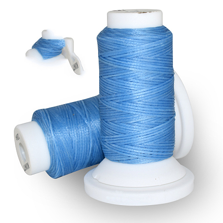 Honeyhandy Flat Waxed Polyester Cord, for Leather Sewing Stitching, Cornflower Blue, 0.8mm, about 54.68 yards(50m)/roll
