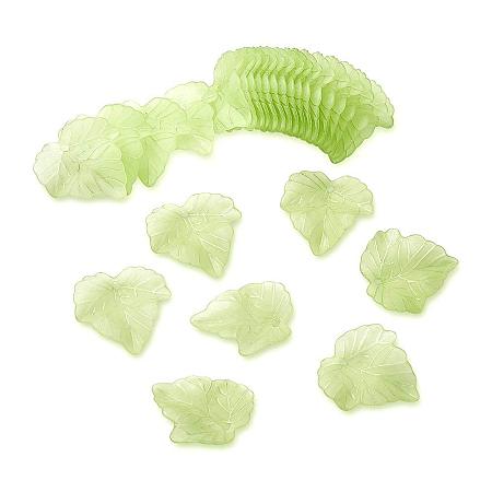 ARRICRAFT 962Pcs Transparent Frosted Style Maple Leaf Acrylic Charms Pendants Size 24x22.5x3mm LimeGreen