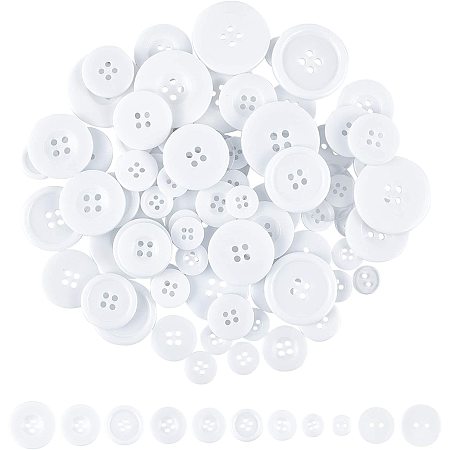 NBEADS 200g Sewing Buttons, Various Sizes Randomly Mixed Round Acrylic Buttons 2-Hole and 4-Hole Resin Buttons for Crafts Sewing Decorations