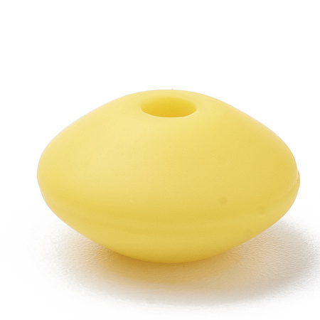 Honeyhandy Food Grade Eco-Friendly Silicone Beads, Chewing Beads For Teethers, DIY Nursing Necklaces Making, Rondelle, Yellow, 12x6~7mm, Hole: 2mm