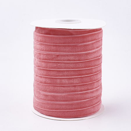 Honeyhandy Single Face Velvet Ribbon, Pink, 3/8 inch(9.5~10mm), about 50yards/roll(45.72m/roll)
