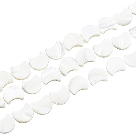 BENECREAT 34pcs/Strand Natural White Shell Beads Strands Mother of Pearl Shell Beads Moon FreshwaterBeads for Jewelry Making-40.5cm/16