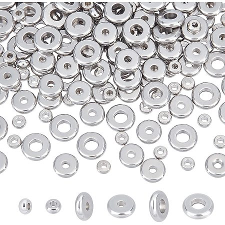 DICOSMETIC 180pcs 3 Sizes Stainless Steel Flat Round Spacer Beads Disc Loose Beads Small Hole Beads Tiny Metal Beads for Necklace Bracelet Jewelry Making,Hole:1.4mm