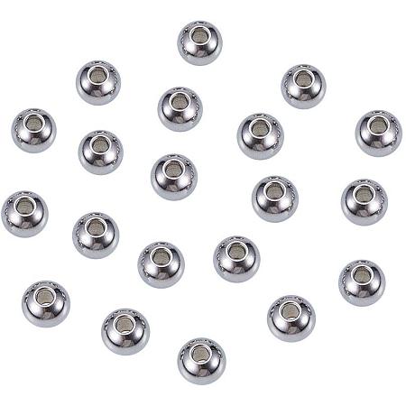 NBEADS 100 Pcs 8mm Metal Spacer Beads, 304 Stainless Steel Round Beads Smooth Rondelle Loose Beads for DIY Jewelry Making Findings