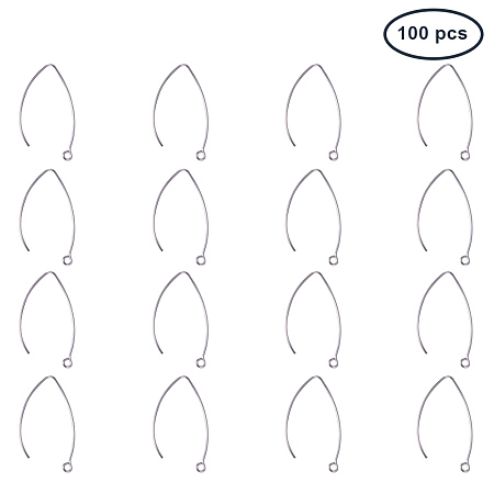 PandaHall Elite 100 Pcs 304 Stainless Steel Earring Hooks Ear Wire 41x22x1mm for Jewelry Making