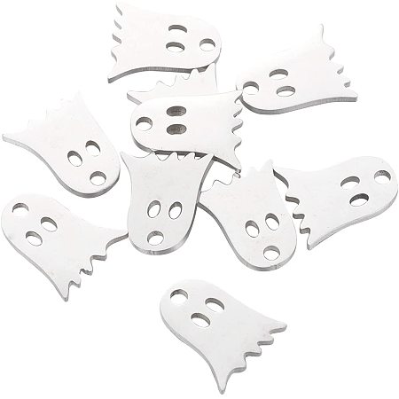 DICOSMETIC 10Pcs Stainless Steel Halloween Ghost Charms Metal Spirit Ghost Charms Halloween Theme DIY Charms for Bracelet Necklace Earrings Making