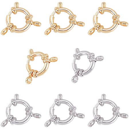 UNICRAFTALE 8Pcs 2 Colors 304 Stainless Steel Spring Ring Clasps 12.5mm in Diameter Smooth Surface Jewelry Clasp Clasp Connector for DIY Jewelry Making